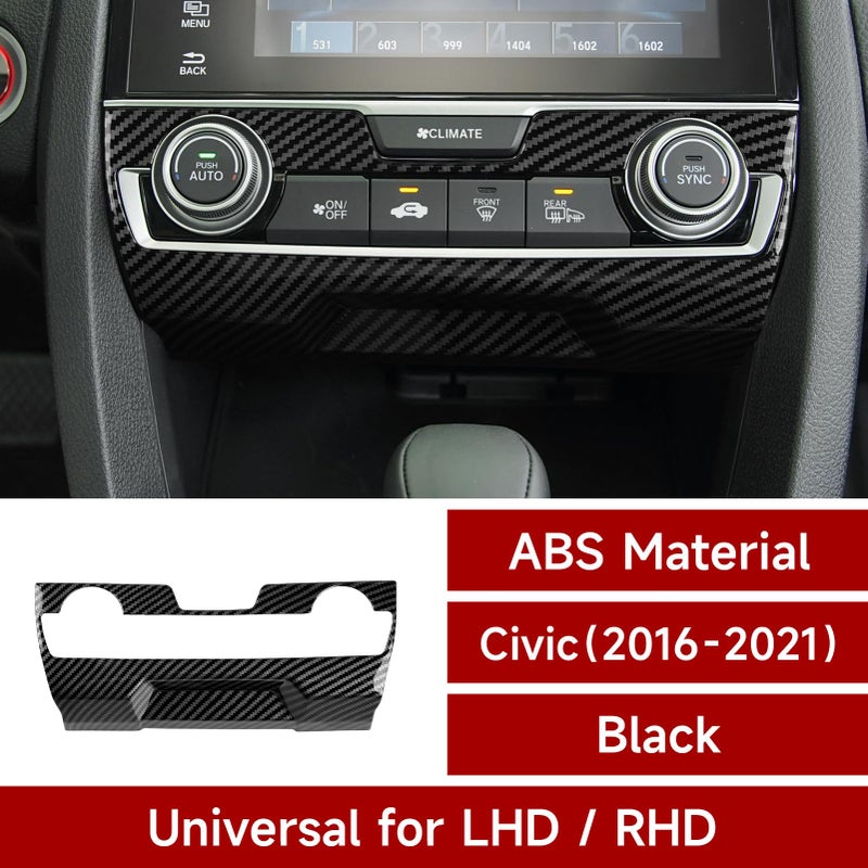 BRMYL Air Condiitioning Center Console Panel Decals for 2016-2021 Honda Civic 10th Gen Accessories ABS Carbon Fiber Stickers  NOT for The CAR with Warmer Buttons - Image 2